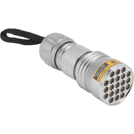 Lampe torche UV à lumière noire 21 LED 395 nm pour agents fluorescents, codes anti-contrefaçon, scorpions, chat, mousse (1/5)