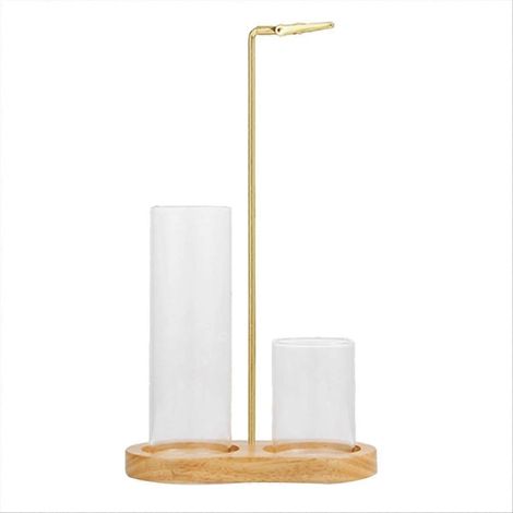 Porte-encens pour bâtonnets, brûleur anti-cendres volantes avec récupérateur de cendres en verre et organiseur de bâtonnets d'encens, marron clair (1/5)
