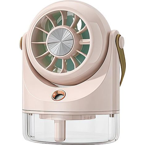 Mini-Ventilateur Bureau - Rafraîchissement estival - Brumisation USB vitesses réglables - Intérieur extérieur - Rose clair (1/5)