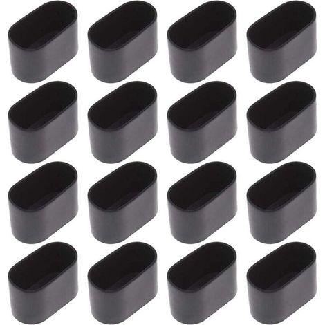 16 pcs Chaise Jambe Cap Chaise Jambe Protection Sol Protection Pied Caps pour Chaise Pliante Tube Ovale, en Plastique (Noir16 pièces / 20x40mm) (1/5)
