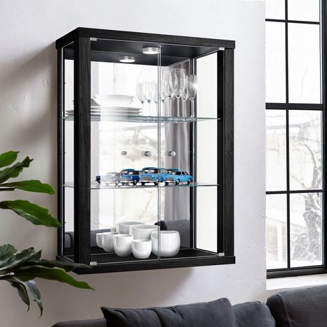 K-Möbel Vitrine Murale Noir 80x60x25cm Miroir LED ESG Germany (1/5)