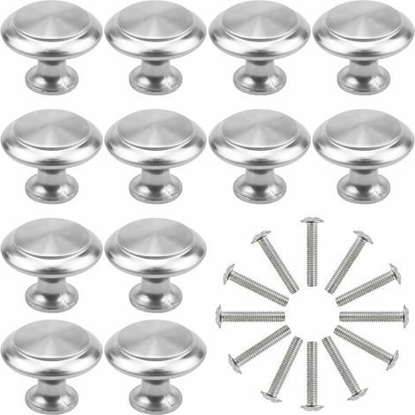 12PCS Argent Tiroir de Porte Poignée, 30mm Bouton de Meubles, Unique Trou Rond Boutons de Tiroir, Boutons de Porte, Poignées de Meuble pour Placard Armoire Cuisine, Chambre d'enfant (1/4)