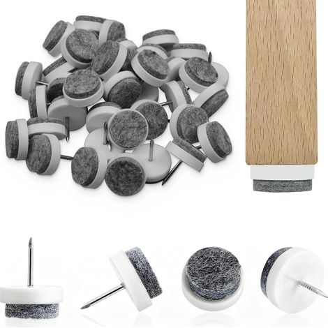 60 Pièces Patins à Vis en Feutre,Ø 20mm Patins pour Chaises,Clous Patins de Meuble,Ronds Patins Chaises a Clouer Tampon Chaise Feutre,pour Chaises de Meuble Protecteurs de Pieds de Table(Blanc) (1/5)