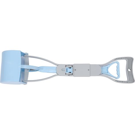Ramasse-crottes incassable pour chiens, manche long, ressort haute résistance, grande capacité, pour ramasser facilement l'herbe et les graviers, 59 cm, bleu (1/5)