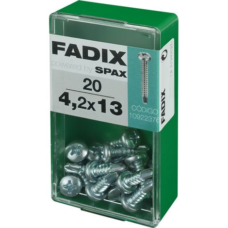 Caja de 20 unidades de tornillo de rosca chapa con cabeza redonda autotaladrante 4,2x13mm Fadix (1/2)