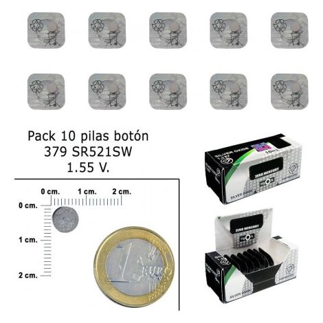 Batteria a bottone all'ossido d'argento 379/SR521SW (confezione da 10 batterie)