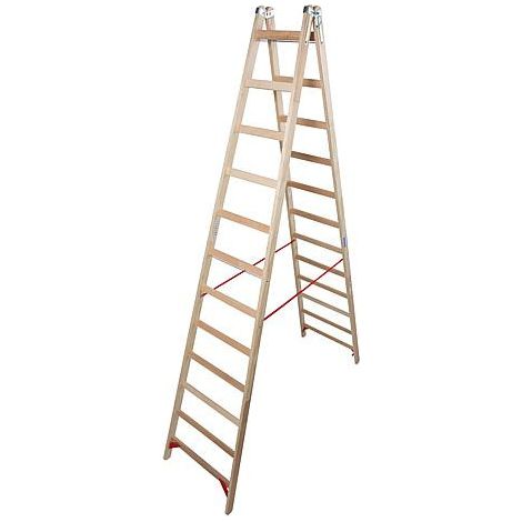 Echelle double, bois H de travail 4,54 H reelle 2,20 Longueur 3,30 marches 2x12 (1/5)