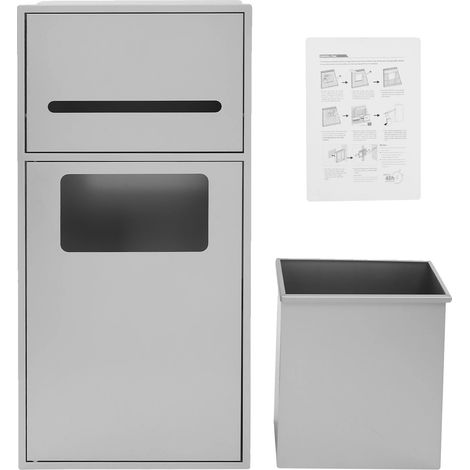 Poubelle, Acier Inoxydable, Design Gain de Place, Argent (1/2)