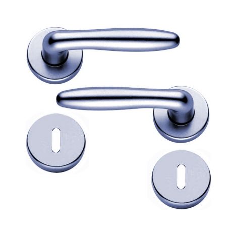 Ouvre&Déco – Poignée de porte intérieure design en Aluminium anodisé inox mat velouté sur rosace système VARIOSTAR Basic ronde Clé L, VENUS