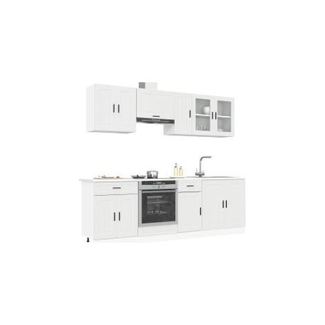 Ensemble d'armoires cuisine 8pcs Kalmar blanc bois d'ingénierie (1/5)