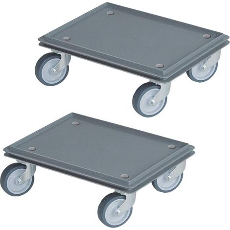 BRB 2 Roller für Behälter 400x300 mm, Tragkraft 100 kg, 4 Lenkrollen, graue Gummiräder (grau) (1/2)