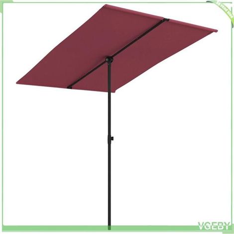 Parasol de jardin - FAFEICY - 47340 - 200x150 cm - Rouge bordeaux - Mât alu réglable 180° (1/5)