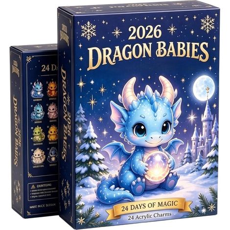 Calendrier de l'Avent 2026 : 24 pendentifs dragons à collectionner, 24 figurines de dragons, jouet pour enfants