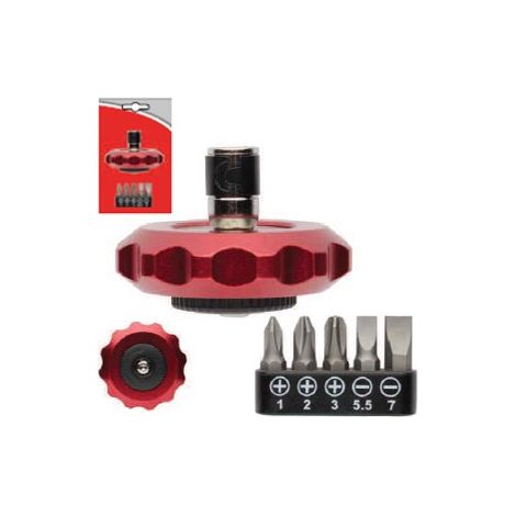 Porta inserti a Cricchetto reversibile da palmo con 5 inserti