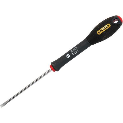 Stanley – Flared tip screwdriver 3.0mm x 75mm – Chrome vanadium steel for high torque – Soft grip handle for reduced fatigue