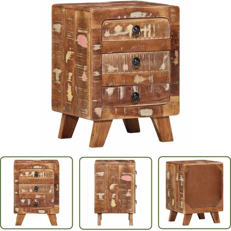 vidaXL Table de chevet 37x32x50 cm bois massif de récupération (1/5)
