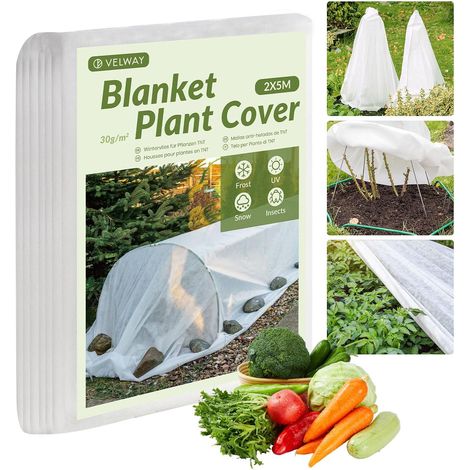 Velway Voile d Hivernage 2x5m - Protection Antigel 30g/m2 - Tissu Léger Perméable - Blanc (1/5)