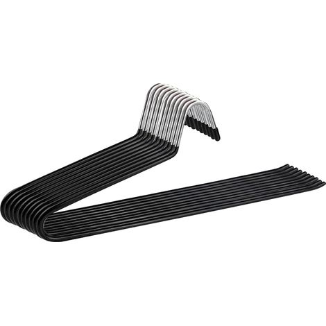 Lot de 12 Cintres Pantalons, Antidérapants, Chromé, 35cm, Gain de Place, Pour Jupe Chaussette, Noir (1/5)