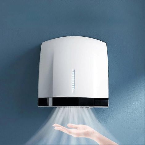 Sèche-mains commercial automatique à capteur tactile, jet d'air chaud et froid, en acier inoxydable, fixation murale (1/5)