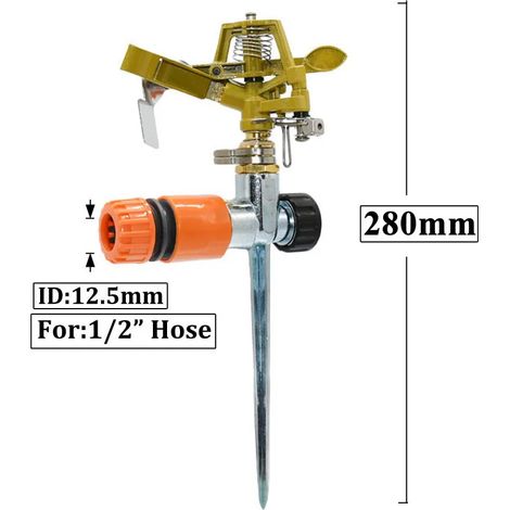 (B) Arroseurs à bascule pour l'irrigation agricole, buses à jet rotatif réglables à 360° pour l'irrigation de jardin avec support métallique (1/5)