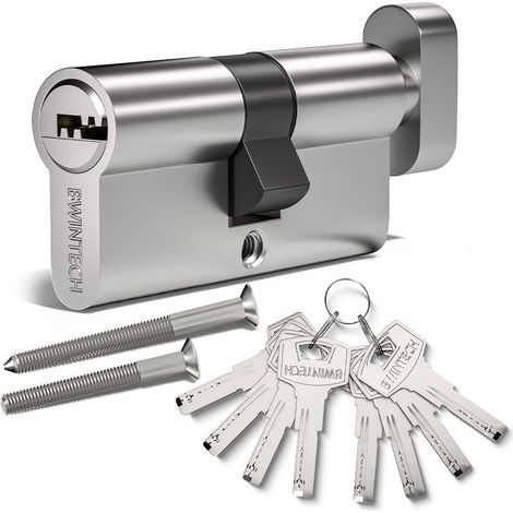 60mm(30/30) Serrure à cylindre européen en alliage de nickel et zinc, serrure à barillet, clé avec 8 clés à fossettes horizontales