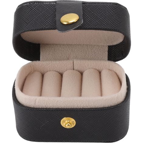 Mini-Ringaufbewahrungsbox aus PU-Leder, kleine Schmuckschatulle, Organizer, kleines Reise-Ohrringetui, schwarz (1/5)