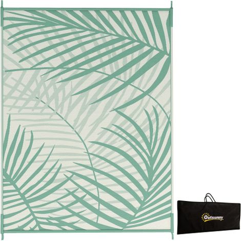 Tappeto da esterno di grande formato 365 x 274 cm – antiscivolo, ruotabile e idrorepellente, con borsa inclusa – ideale per terrazza, campeggio e ingresso esterno – colore verde