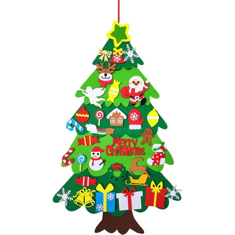 Décorations murales de Noël à faire soi-même, sapins de Noël en feutrine, kits de décoration pour sapin de Noël, fêtes (1/5)