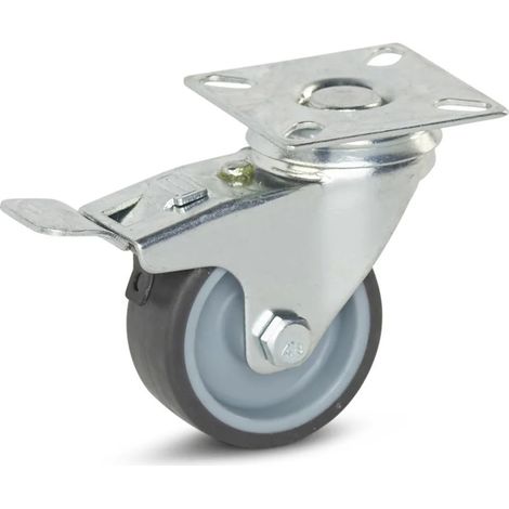 Roulette pivotante freinée - MESO - Meuble - Platine - 50mm - 40kg