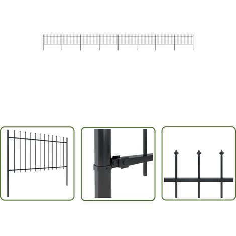 The Living Store Gartenzaun mit Speerspitzen Stahl 13,6 x 1 m Schwarz - Gartenzaun - Stahlezaunt - Metallzaun - Zierzaun - Sicherheitszaun (1/5)