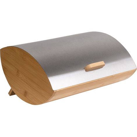 Portapane decorativo in bambù con coperchio in metallo 36 x 25 x 16 cm argento Epicurien