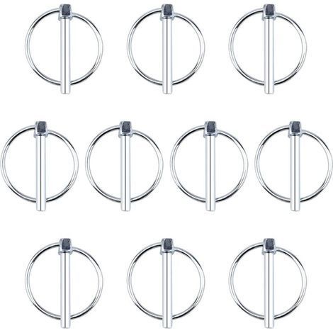Lot de 10 Goupilles de Verrouillage en Acier Carbone, Diamètre 6 mm, pour Attelage de Remorque, Rail de Ferme et Équipement de Pelouse (1/5)