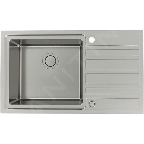 Alveus Rando Up - Évier, 865x505 mm, avec commande du vidage, bac à gauche, inox 1136611 (1/4)