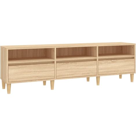 Mueble de TV clásico con almacenamiento funcional 150 x 30 x 44 cm fabricado en madera de roble Sonoma 020049186 (1/5)