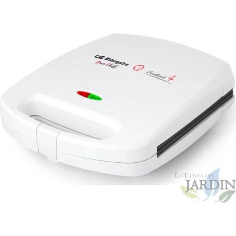 Rock'n Toast Sandwich Squared Orbegozo, Grill avec revêtement anti-adhérent, Capacité pour 4 sandwichs, Surface Grill 1500W