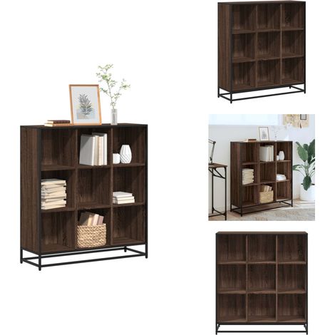 Bibliothèque chêne marron 97,5x33x107,5cm bois ingénierie métal - Bibliothèque - Bibliothèques - Étagère À Livres - Armoire De Rangement (1/5)