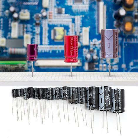 150 condensateurs électrolytiques traversants de 15 types différents, 50 V, 1 µF à 2200 µF (1/5)