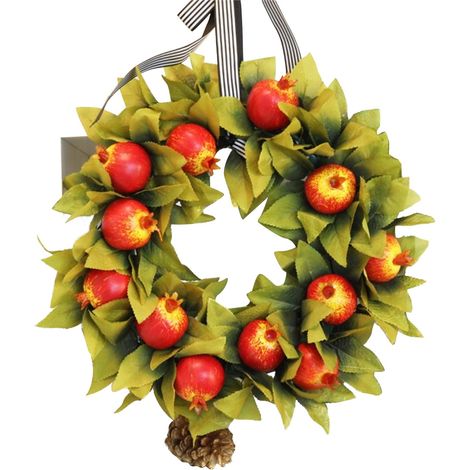 Guirlande De Porte - Guirlande Automnale En Forme De Grenade - Pour Porte D'Entrée, Cheminée, Fenêtre - Décoration Intérieure Et Extérieure Pour Halloween, Thanksgiving, Noël - 1 Pièce (1/5)