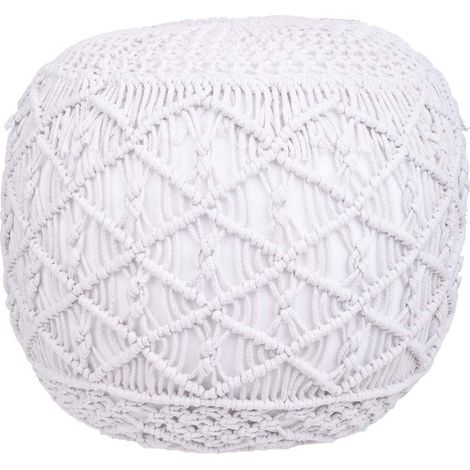 Puff de algodón trenzado blanco 45x45x40