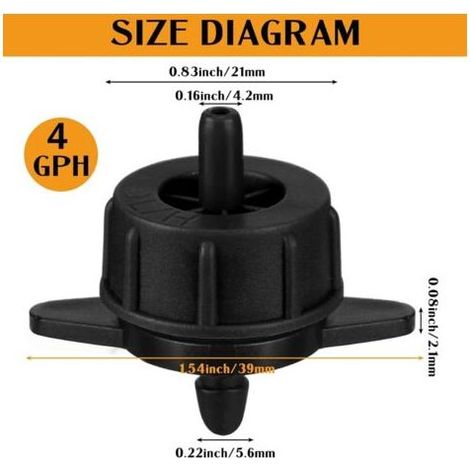 Lot de 100 Goutteurs autorégulants 4 l/h, Goutteurs d'irrigation en ligne système micro, Goutteur pour arrosage agriole et jardinage (1/5)