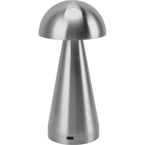 Lampe de table en forme de champignon, 3 couleurs, LED, intensité réglable, sans fil, rechargeable par USB, moderne, lampe de chevet pour chambre ou salon, argent (1/5)
