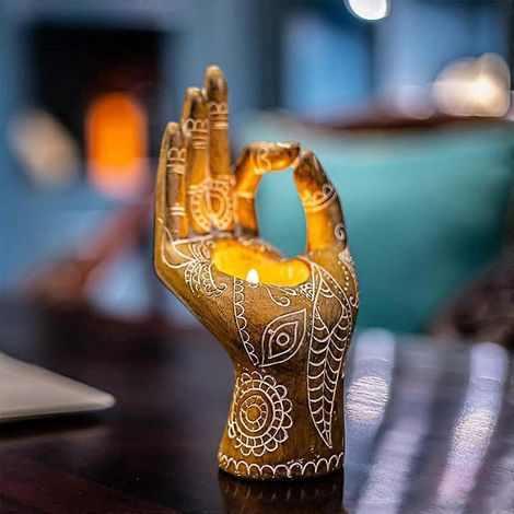 Figurines de yoga, bougeoir, mudra, décoration de table pour bougie chauffe-plat, statues en résine (1/4)
