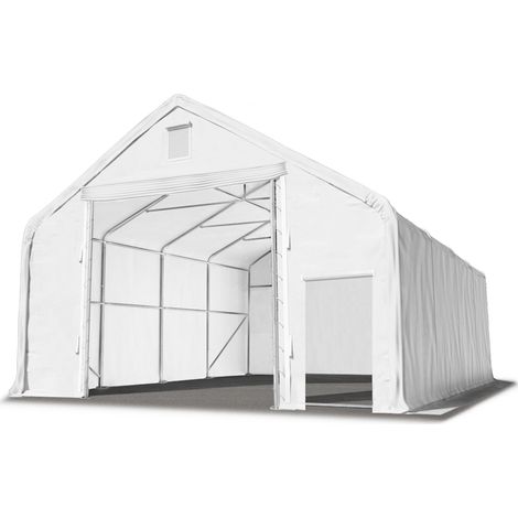 Hall hangar de stockage 8 x 20 m / hauteur de côté 3m tente industrielle avec bâche PRIMEtex PVC 2300 N ignifugé blanc (1/5)