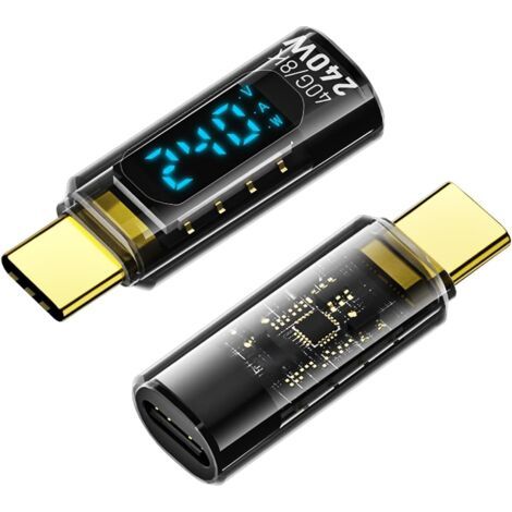 Lot de 2 adaptateurs USB C vers USB C 40 Gbps 48 V/5 A - Écran LED de type C - Pour iPhone 15/15 Pro/15 Pro Max, Samsung Galaxy S23/S22 (1/5)