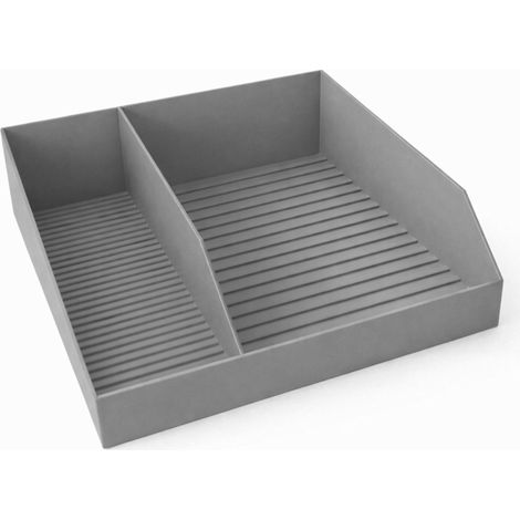 Un pratico organizer per spezie di colore grigio.
