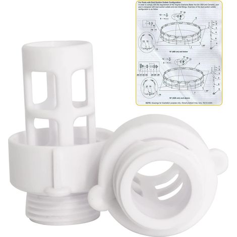 Lot de 2 bouchons de vidange avec connecteur pour piscine ronde Intex – Modèle 10184 (1/5)