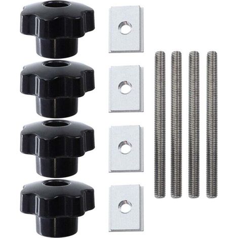 Accessoires Glissière Rainure T Travail Bois 4 Poignées 4 Tiges Vis 4 Curseurs M8