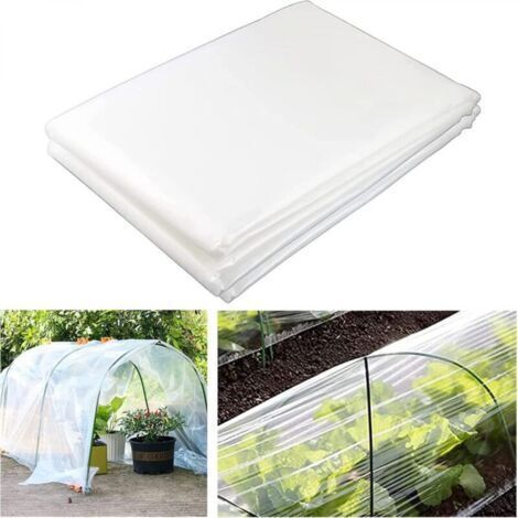 1 pièce de bâche de serre en polyéthylène blanc (2x4m), film de bâche en plastique transparent extra épais pour la protection des serres de plantes de jardin