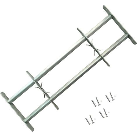 Reja de seguridad ajustable para ventanas de 500-650 mm – Acero galvanizado – Instalación horizontal – 2 travesaños macizos (1/4)