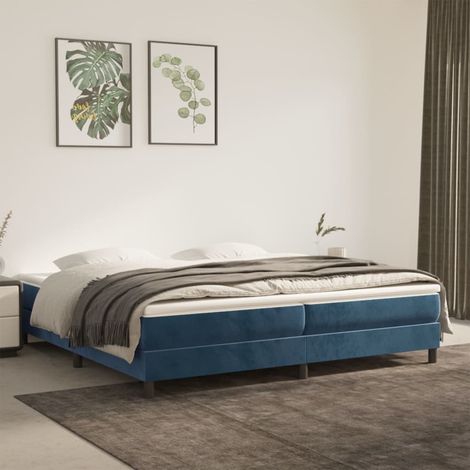 Sommier à ressorts de lit Moderne - Lit pour Adulte Enfant Cadre de lit pour Chambre Bleu foncé 200x200 cm Velours -FR74961